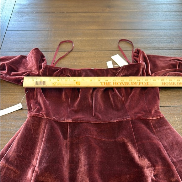 Anthropologie Velvet Off-Shoulder Mini Dress - Mauve - Picture 9 of 13